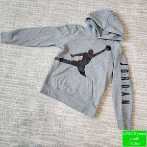 Air Jordan boys hoodie sweatshirt gray size L 12-13 years